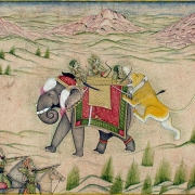 Lev napadá lovce na slonu