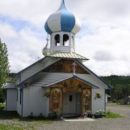 Staroobřadný chrám v Nikolaevsku, Aljaška, USA