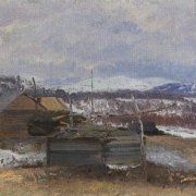 Laponská vesnička Moskva v blízkosti kláštera Pečenga u Murmansku (1896)