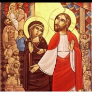 Zázrak v Káni Galilejské, současná koptská ikona