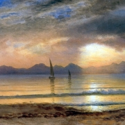 Západ slunce nad jezerem