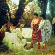 Římský básník Catullus čte své básně přátelům (1885)