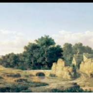 Krajina s kamenným mostem