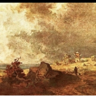 Krajina s větrným mlýnem