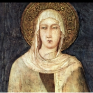 Svatá Klára, freska z Dolní basiliky v Assisi