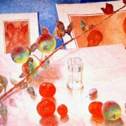 Zátiší s jabloňovou větví