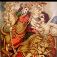 Bohyně Durga jako Mahíšasúra