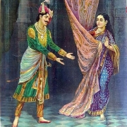 Kíčaka a Sajrandrí, z ilustrací k eposu Mahabhárata