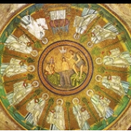 Kristův křest s apoštoly na okraji (po roce 450)
