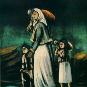 Žena s dětmi nesoucí vodu