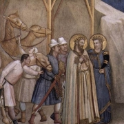 Detail Klanění králů, kaple Máří Magdalény, Dolní bazilika v Assisi