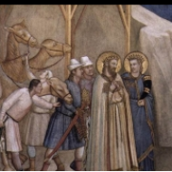 Detail Klanění králů, kaple Máří Magdalény, Dolní bazilika v Assisi