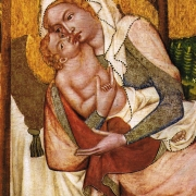 Narození Krista (před rokem 1350), detail, Marie s Kristem