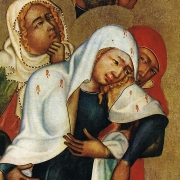Ukřižování (před rokem 1350), detail, ženy pod Křížem