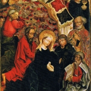 Oltář svatojiřský - střední deska Smrt Panny Marie (kolem roku 1470)