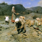 Sbírání uhlí na haldách hlušiny