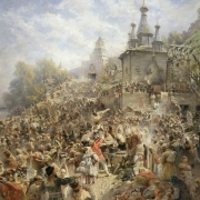 Minin na náměstí Nižního Novgorodu vybízí k darům, 1896