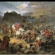 Vesničané opouštějí aul před příchodem ruských vojsk, 1872