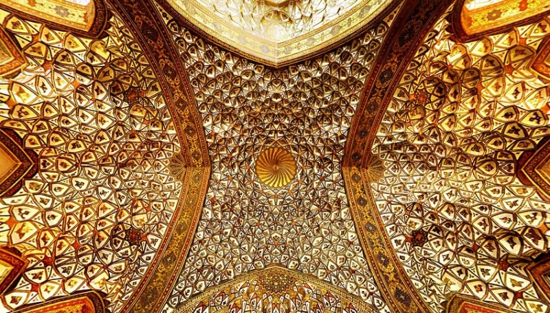 Isfahán, Írán, dekorace interiéru mešity 7