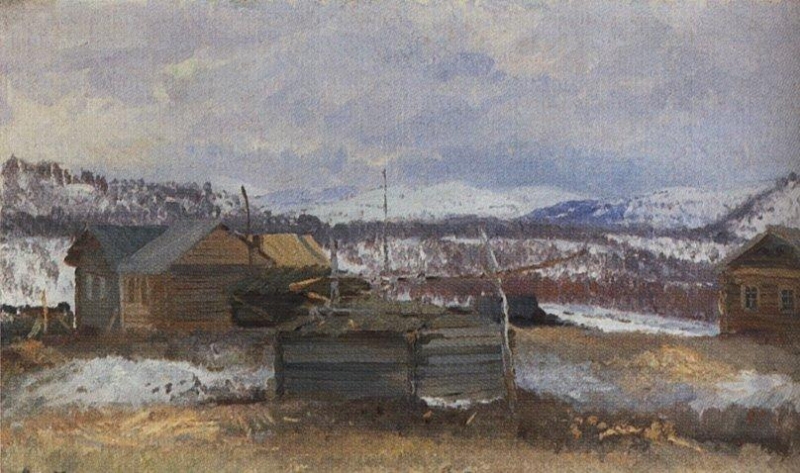 Laponská vesnička Moskva v blízkosti kláštera Pečenga u Murmansku (1896)