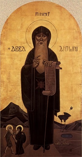Sv. Antonios, současná koptská ikona