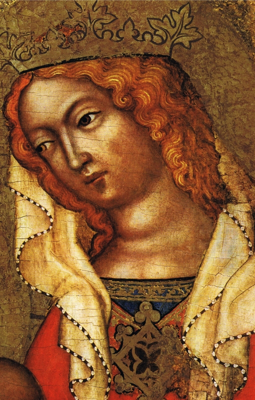 Klanění tří králů (před rokem 1350), detail, Panna Marie