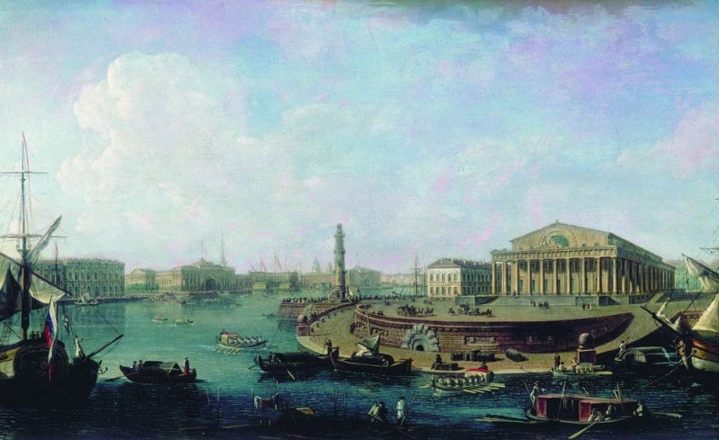 Pohled na Burzu a Admiralitu od Petropavlovské pevnosti (1810)