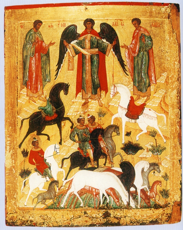 Floros a Lauros, ikona, novgorodská škola, konec 15. století.