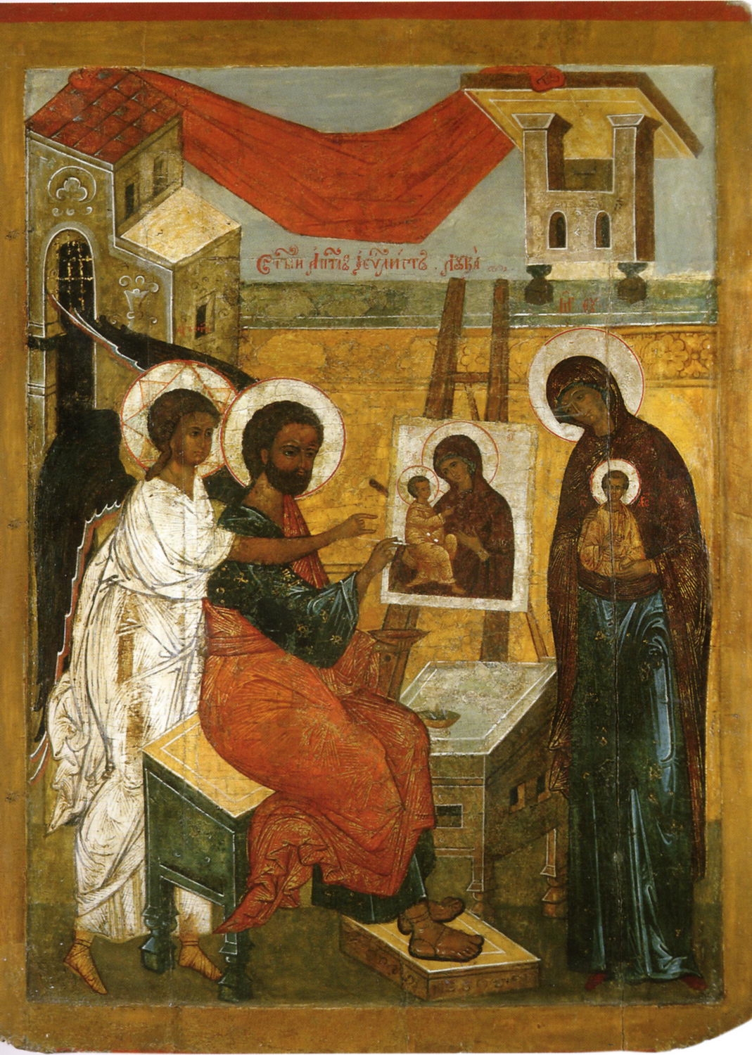 Evangelista Lukáš maluje ikonu Bohorodičky, ikona, Pskov, 16. století