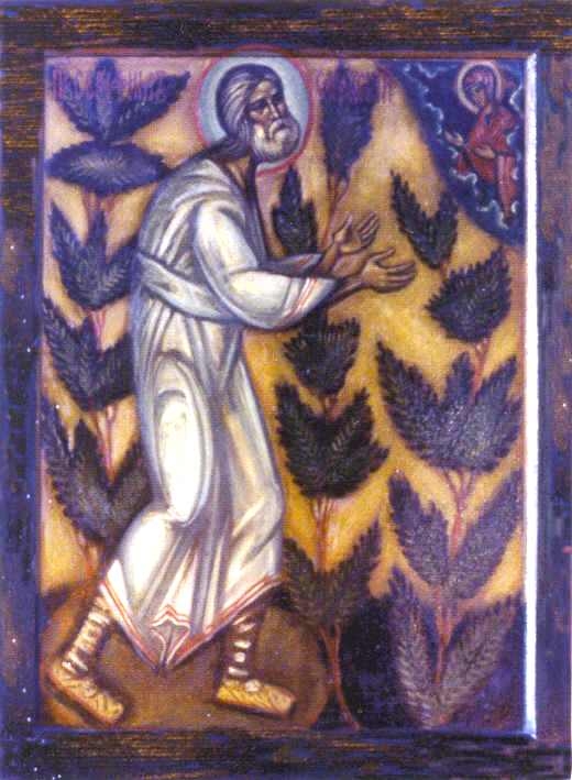 Sv. Serafim Sarovský se modlí k Bohorodčce, D. S. Stělleckij