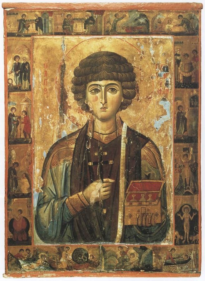 35. Svatý Panteleimon s hagiografií, počátek 13. století