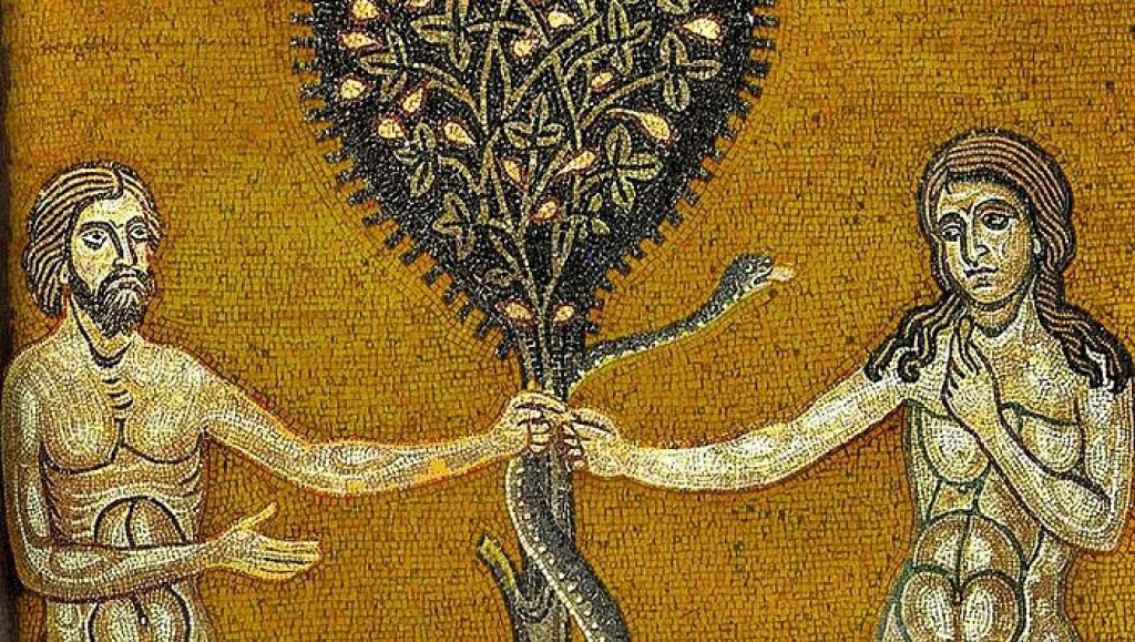Adam a Eva v Raji, mozaika
