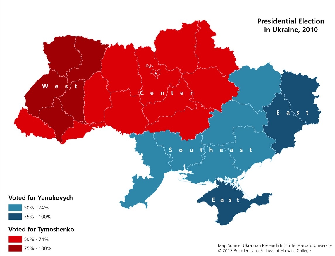 Mapa Ukrajiny - volby a budoucnost