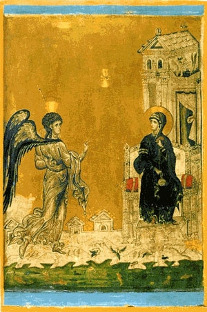 Zvěstování. Ikona, konec 12. století, Sinaj.